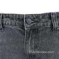 Pattern ricamati personalizzati pantaloni in denim nero dritto